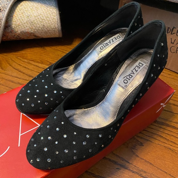dezario Shoes - Black Rhinestone Pumps